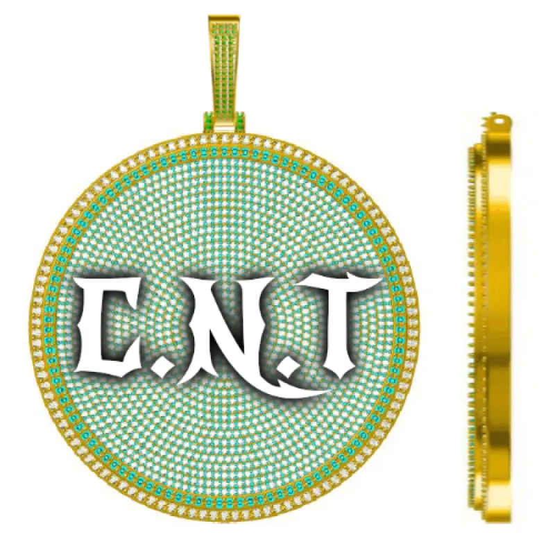 CUSTOM LETTER NECKLACE 3D BIG DISC sold by The GUU Shop