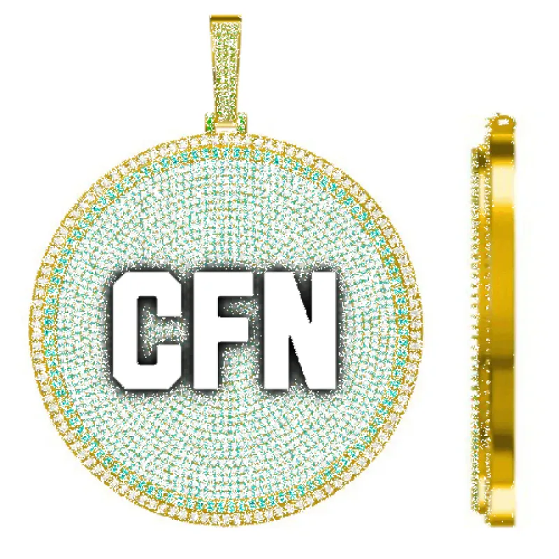 CUSTOM LETTER NECKLACE 3D BIG DISC sold by The GUU Shop