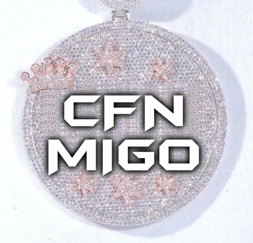 CUSTOM LETTER NECKLACE 3D BIG CROWN DISC sold by The GUU Shop