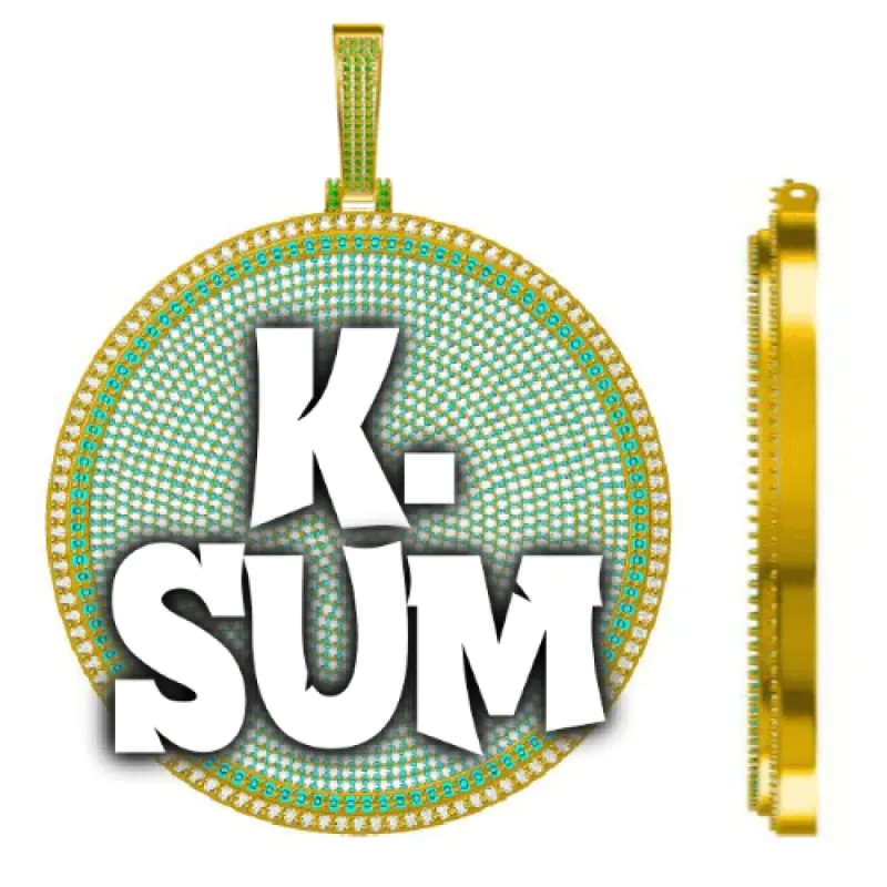 CUSTOM LETTER NECKLACE 3D BIG DISC sold by The GUU Shop