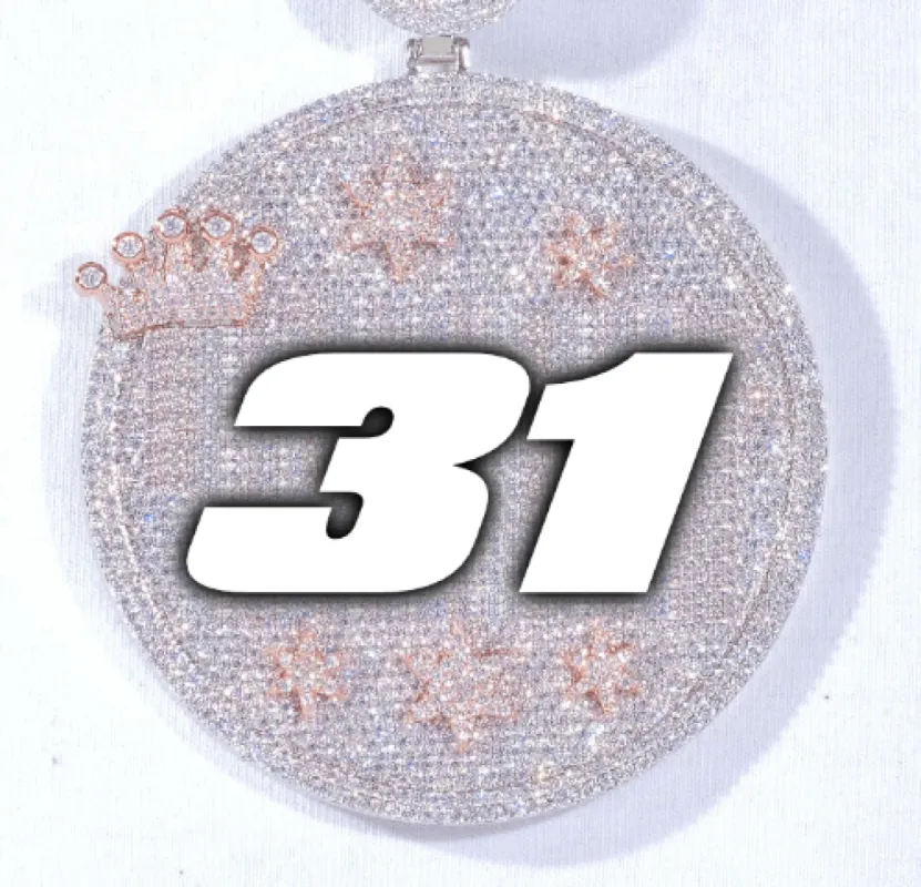 CUSTOM LETTER NECKLACE 3D BIG CROWN DISC sold by The GUU Shop