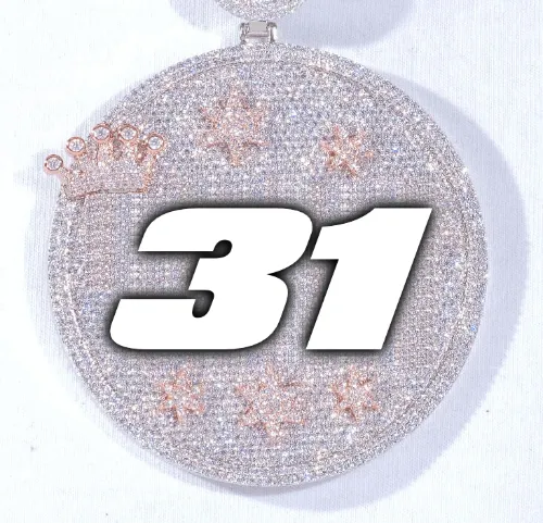 CUSTOM LETTER NECKLACE 3D BIG CROWN DISC sold by The GUU Shop