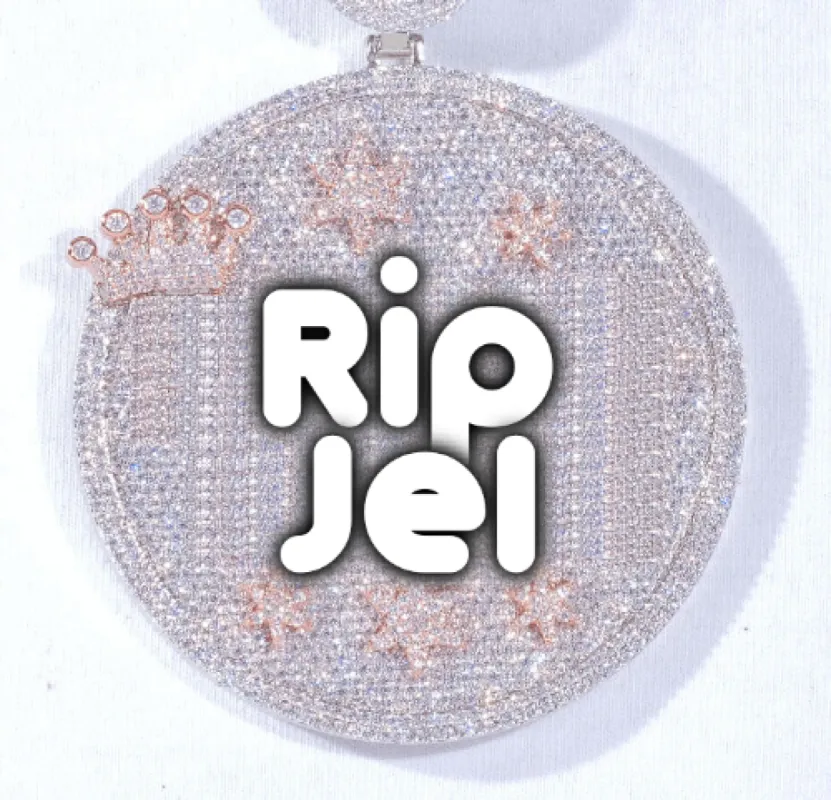 CUSTOM LETTER NECKLACE 3D BIG CROWN DISC sold by The GUU Shop