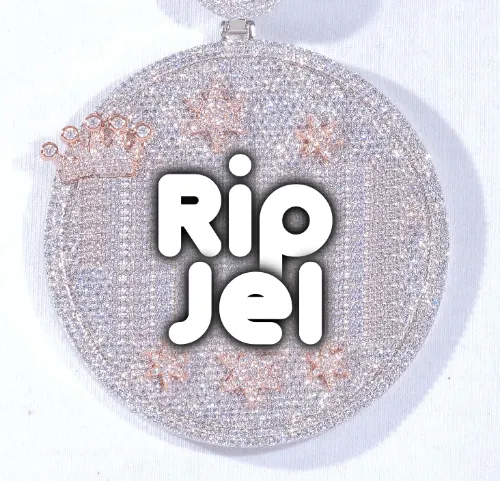 CUSTOM LETTER NECKLACE 3D BIG CROWN DISC sold by The GUU Shop