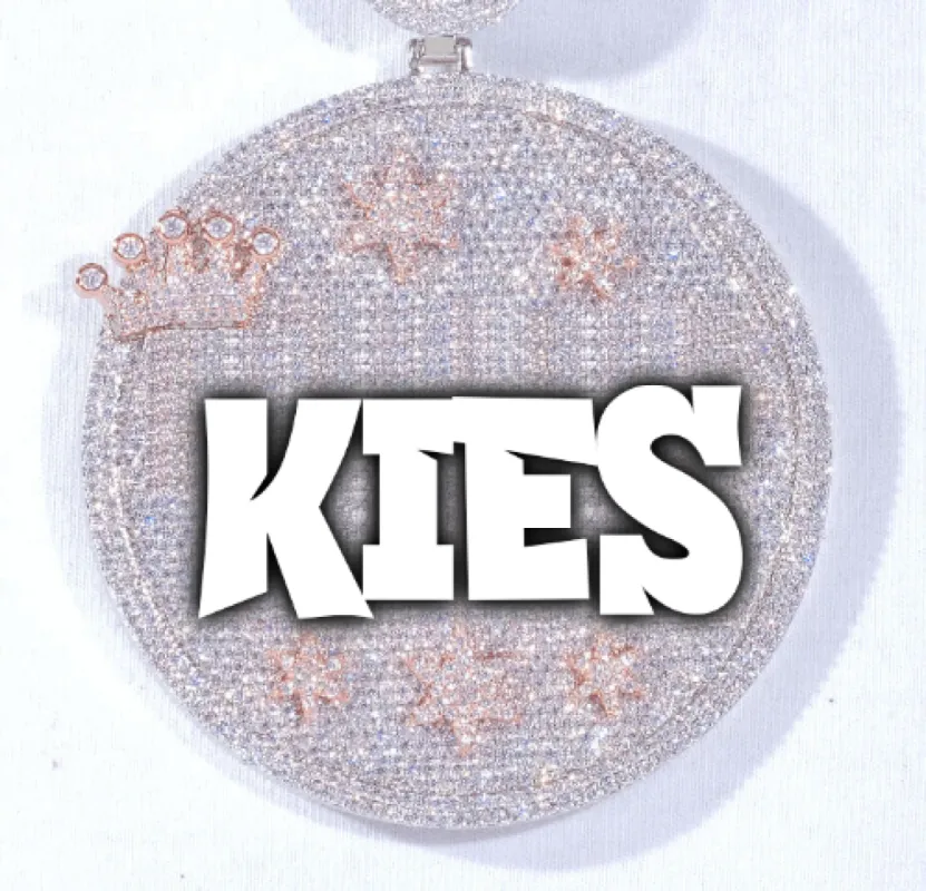 CUSTOM LETTER NECKLACE 3D BIG CROWN DISC sold by The GUU Shop