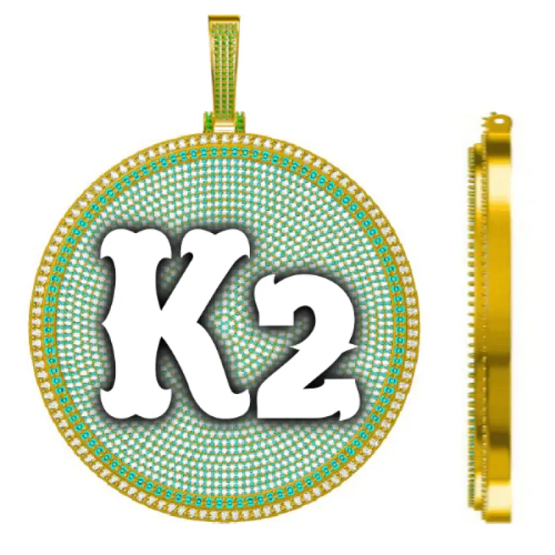 CUSTOM LETTER NECKLACE 3D BIG DISC sold by The GUU Shop