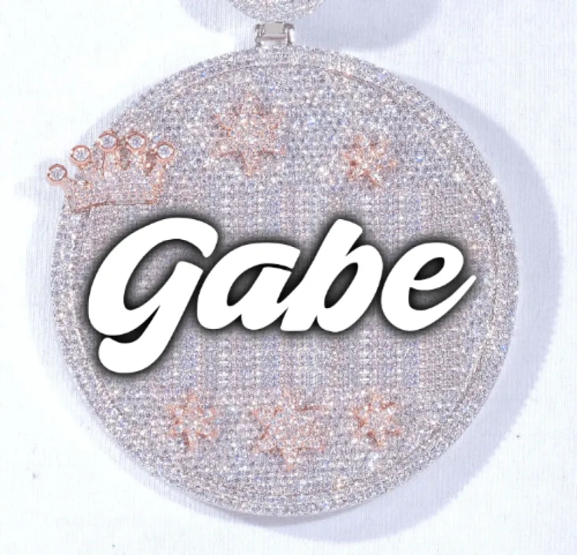 CUSTOM LETTER NECKLACE 3D BIG CROWN DISC sold by The GUU Shop