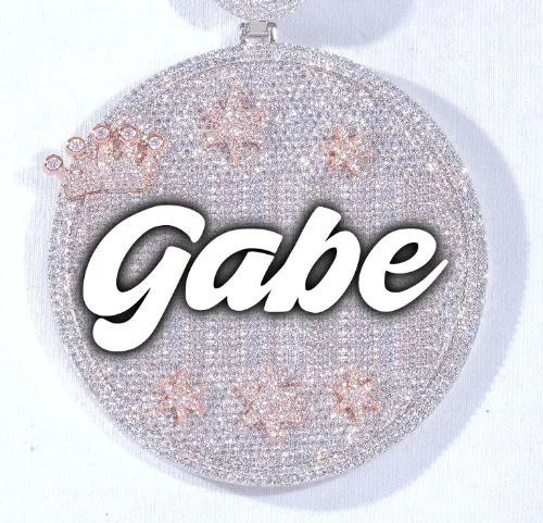 CUSTOM LETTER NECKLACE 3D BIG CROWN DISC sold by The GUU Shop