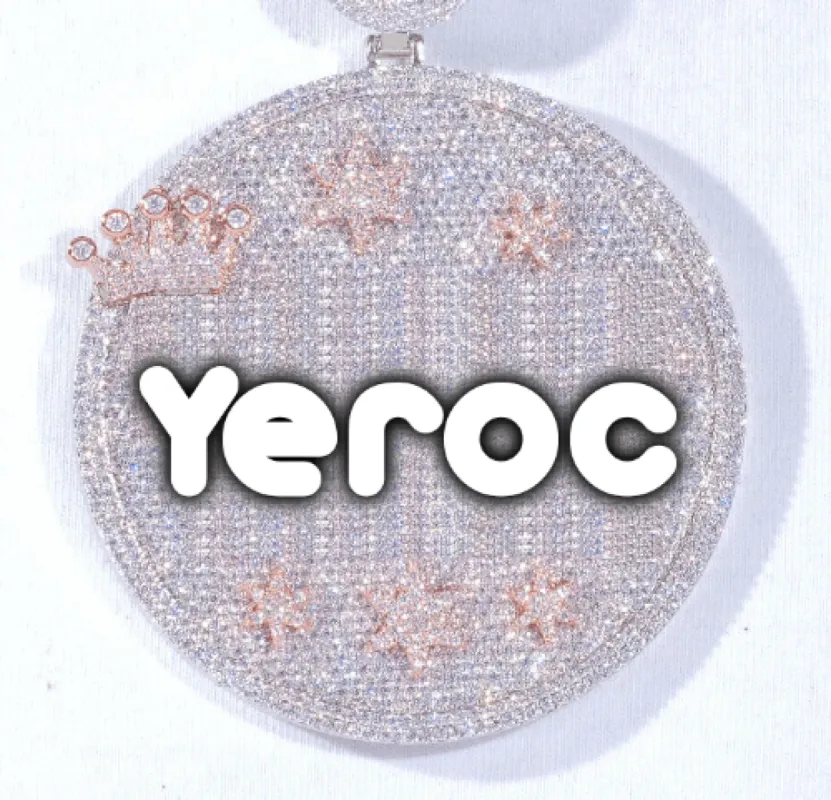 CUSTOM LETTER NECKLACE 3D BIG CROWN DISC sold by The GUU Shop