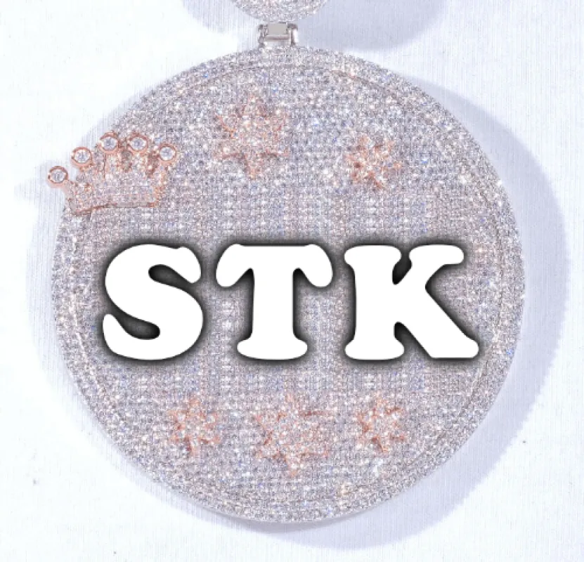 CUSTOM LETTER NECKLACE 3D BIG CROWN DISC sold by The GUU Shop