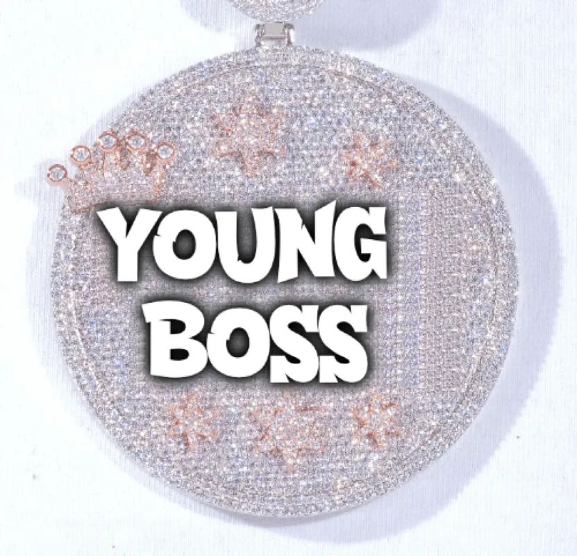 CUSTOM LETTER NECKLACE 3D BIG CROWN DISC sold by The GUU Shop