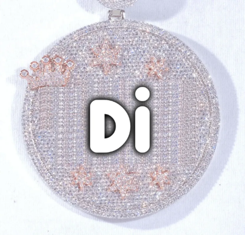 CUSTOM LETTER NECKLACE 3D BIG CROWN DISC sold by The GUU Shop