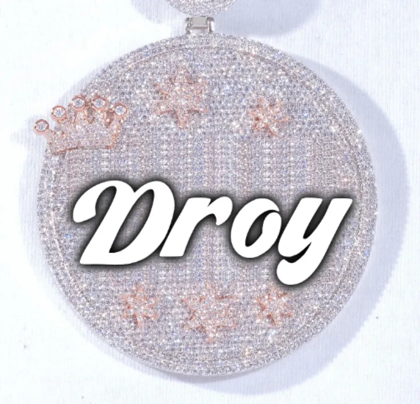 CUSTOM LETTER NECKLACE 3D BIG CROWN DISC sold by The GUU Shop