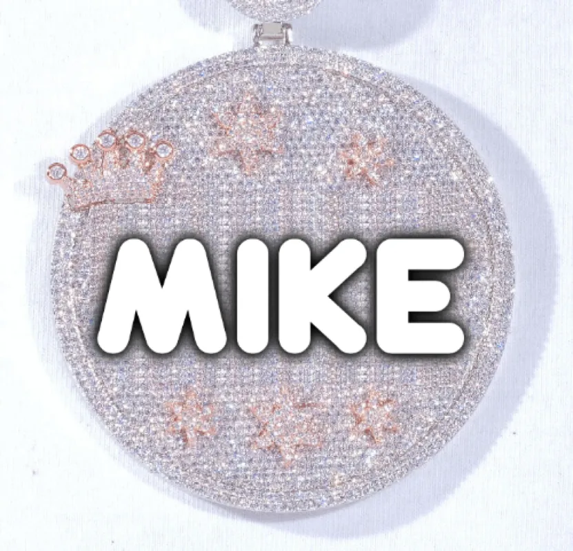 CUSTOM LETTER NECKLACE 3D BIG CROWN DISC sold by The GUU Shop