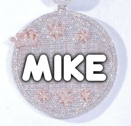 CUSTOM LETTER NECKLACE 3D BIG CROWN DISC sold by The GUU Shop