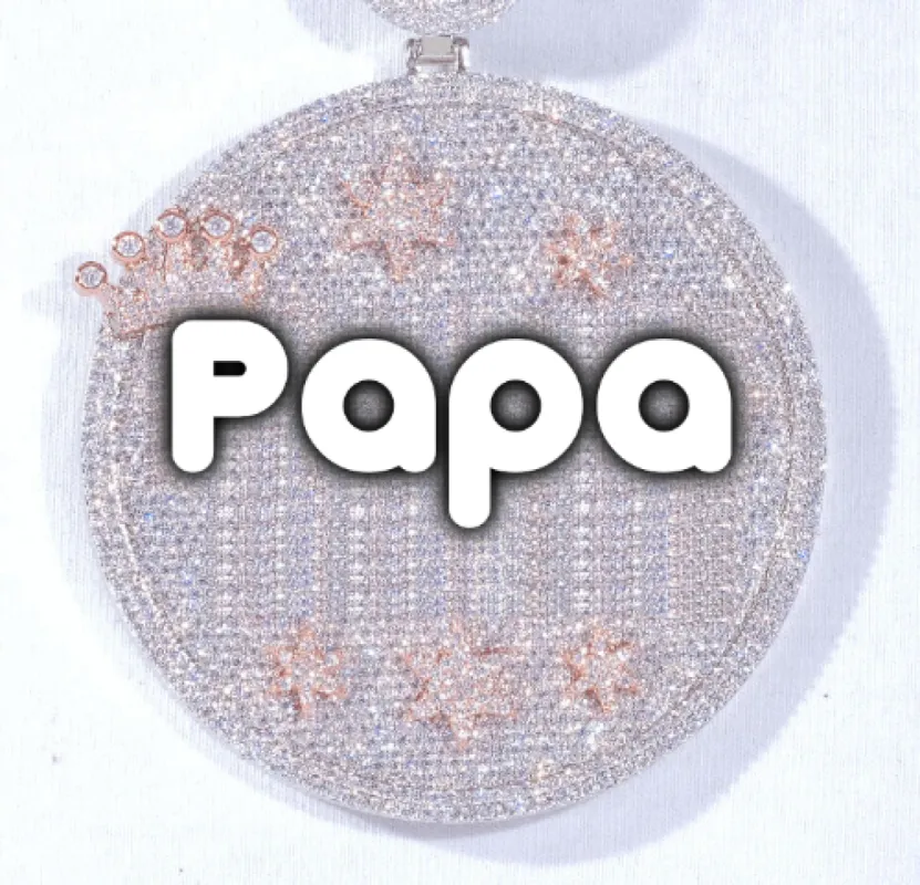 CUSTOM LETTER NECKLACE 3D BIG CROWN DISC sold by The GUU Shop