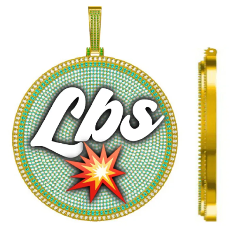 CUSTOM LETTER NECKLACE 3D BIG DISC sold by The GUU Shop