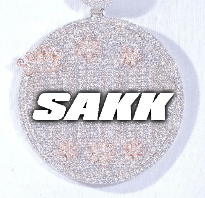 CUSTOM LETTER NECKLACE 3D BIG CROWN DISC sold by The GUU Shop