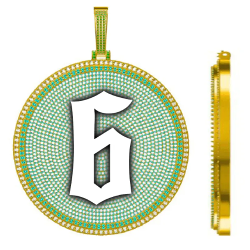 CUSTOM LETTER NECKLACE 3D BIG DISC sold by The GUU Shop