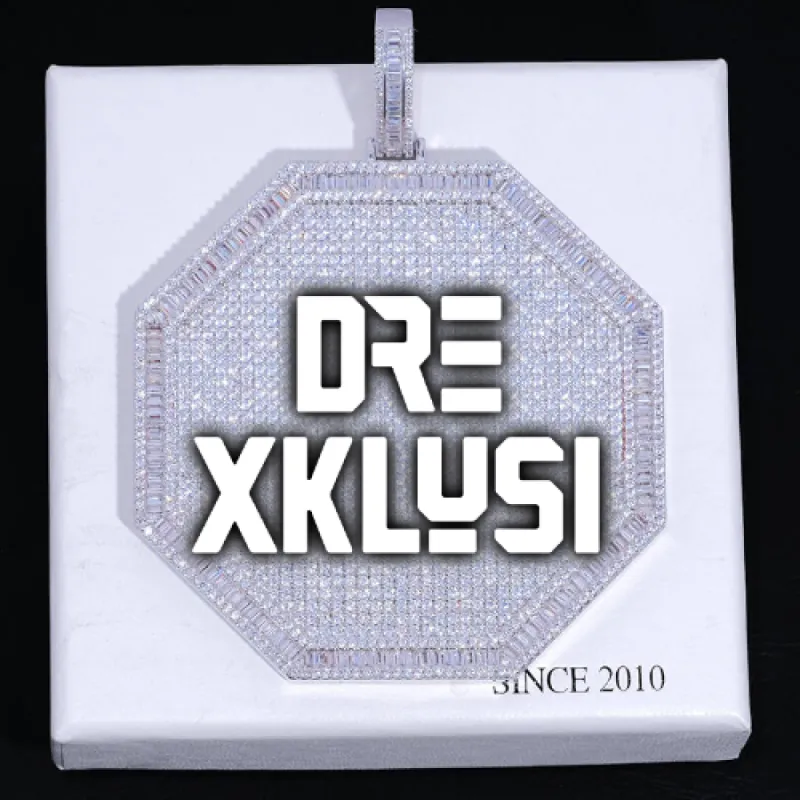 CUSTOM LETTER NECKLACE 3D BIG OCTAGON sold by The GUU Shop