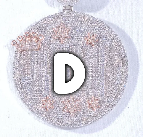 CUSTOM LETTER NECKLACE 3D BIG CROWN DISC sold by The GUU Shop