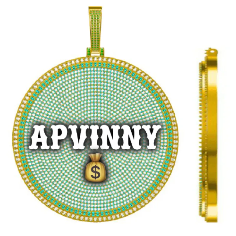 CUSTOM LETTER NECKLACE 3D BIG DISC sold by The GUU Shop