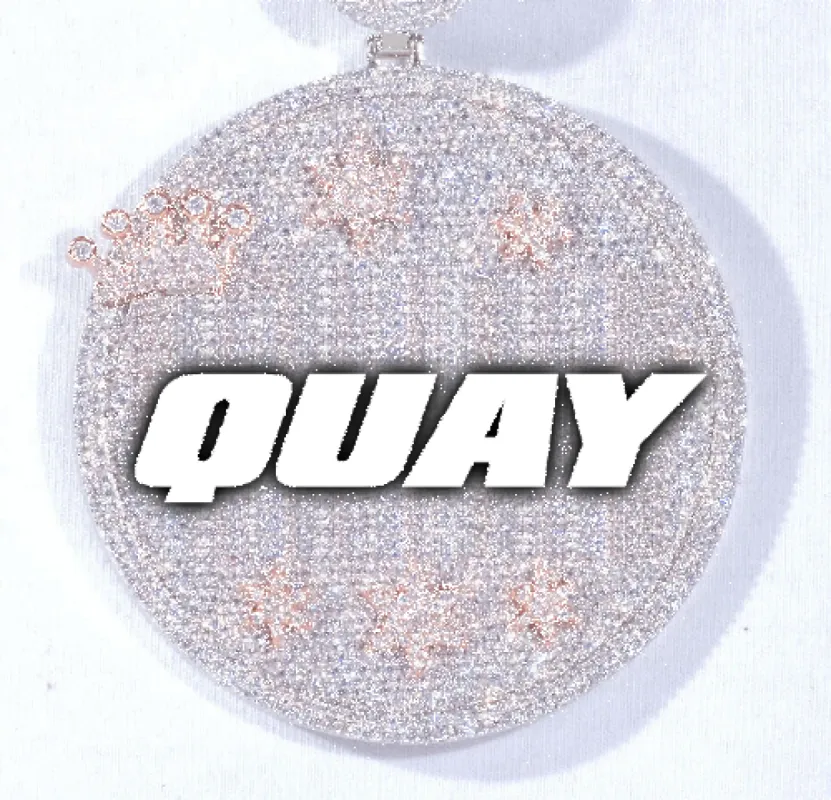 CUSTOM LETTER NECKLACE 3D BIG CROWN DISC sold by The GUU Shop