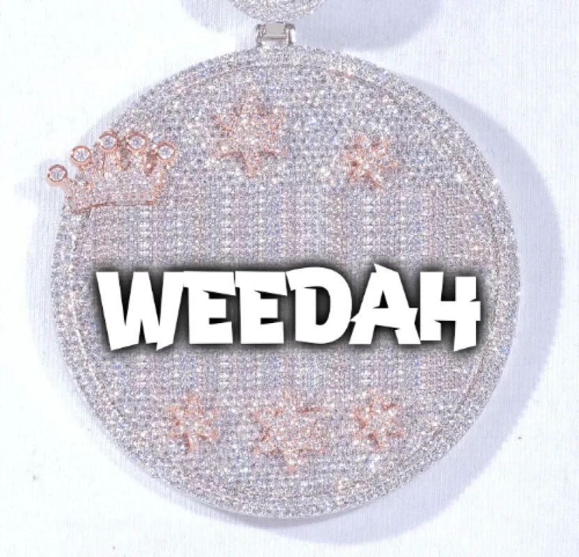 CUSTOM LETTER NECKLACE 3D BIG CROWN DISC sold by The GUU Shop