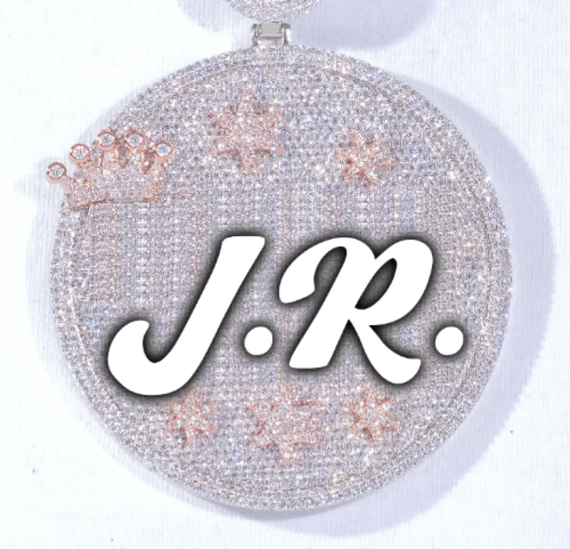 CUSTOM LETTER NECKLACE 3D BIG CROWN DISC sold by The GUU Shop