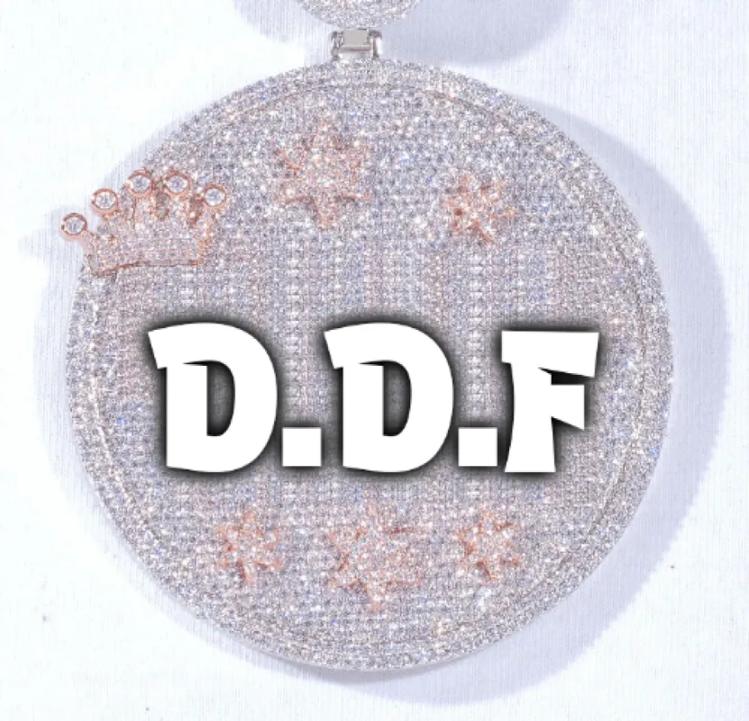 CUSTOM LETTER NECKLACE 3D BIG CROWN DISC sold by The GUU Shop