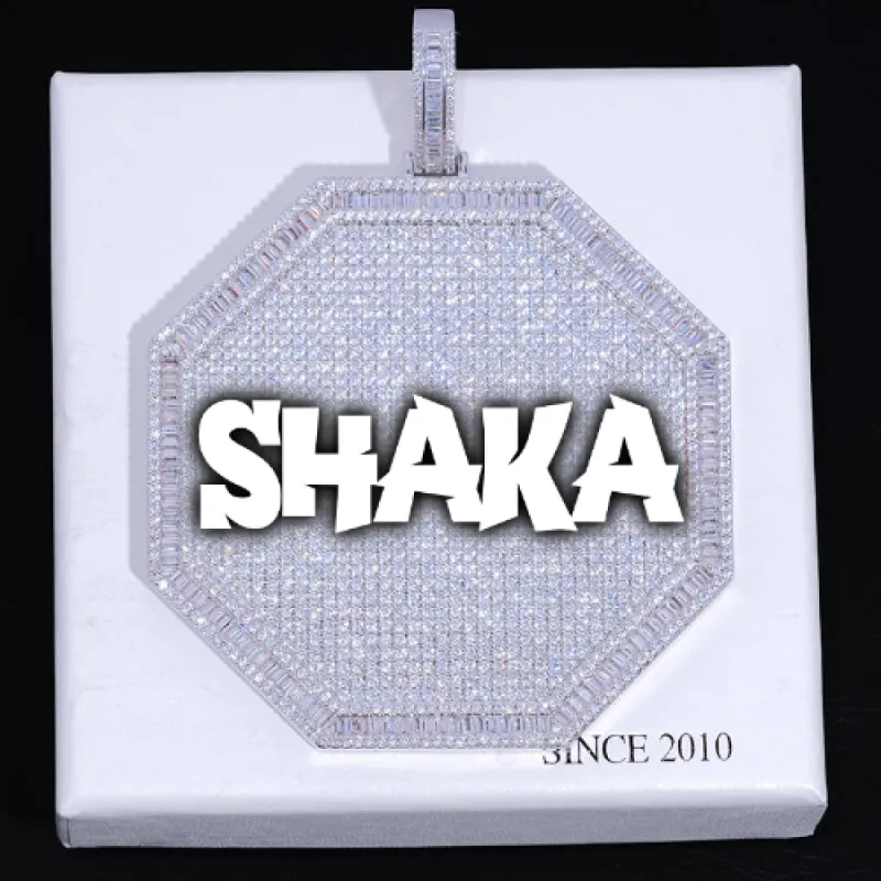 CUSTOM LETTER NECKLACE 3D BIG OCTAGON sold by The GUU Shop