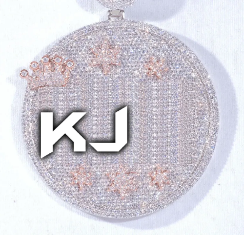 CUSTOM LETTER NECKLACE 3D BIG CROWN DISC sold by The GUU Shop