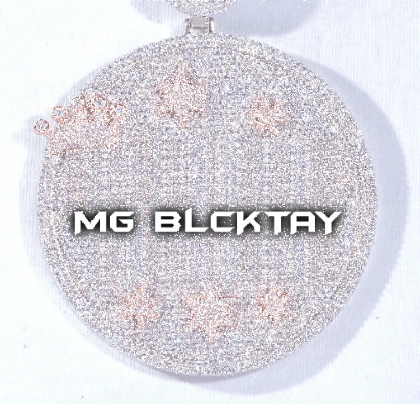 CUSTOM LETTER NECKLACE 3D BIG CROWN DISC sold by The GUU Shop