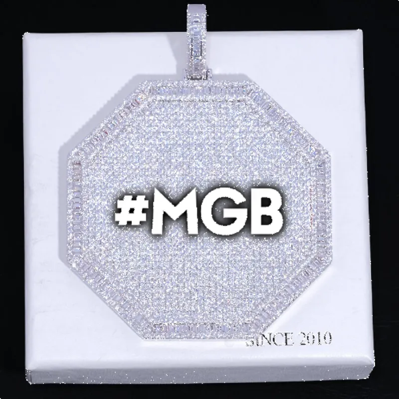 CUSTOM LETTER NECKLACE 3D BIG OCTAGON sold by The GUU Shop