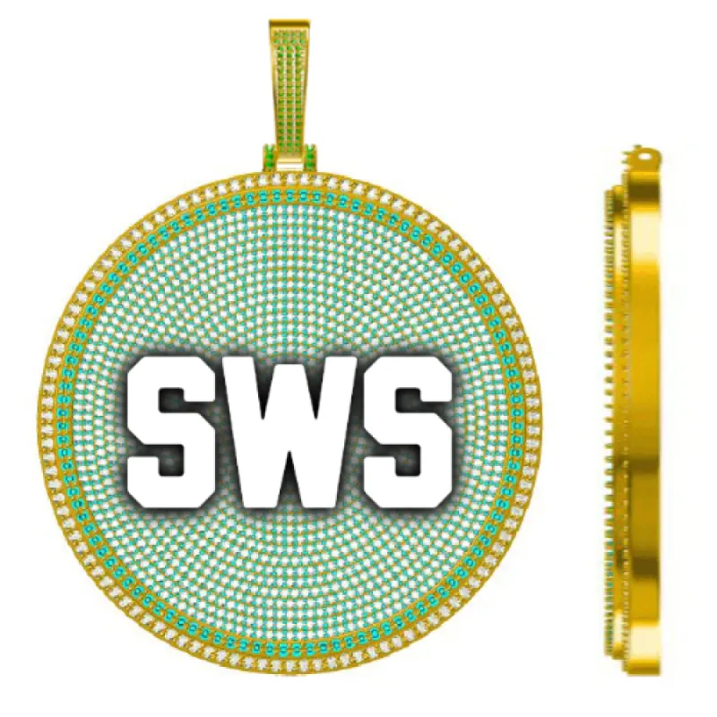 CUSTOM LETTER NECKLACE 3D BIG DISC sold by The GUU Shop