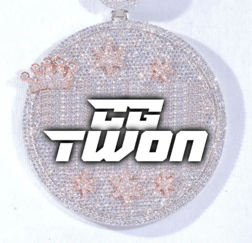 CUSTOM LETTER NECKLACE 3D BIG CROWN DISC sold by The GUU Shop