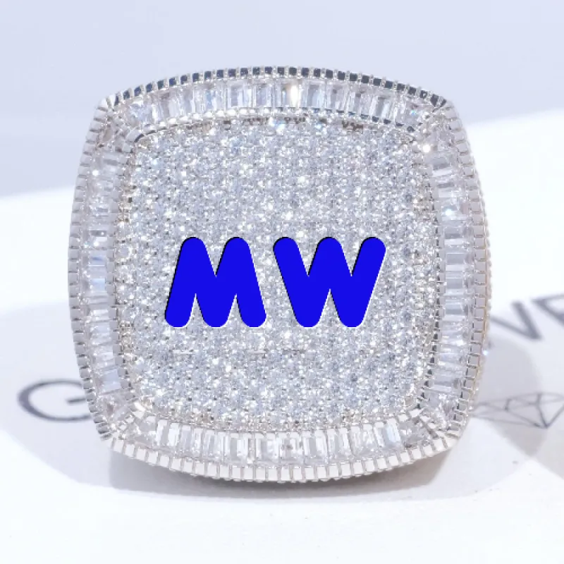 CUSTOM LETTER 3D ICED RING sold by The GUU Shop