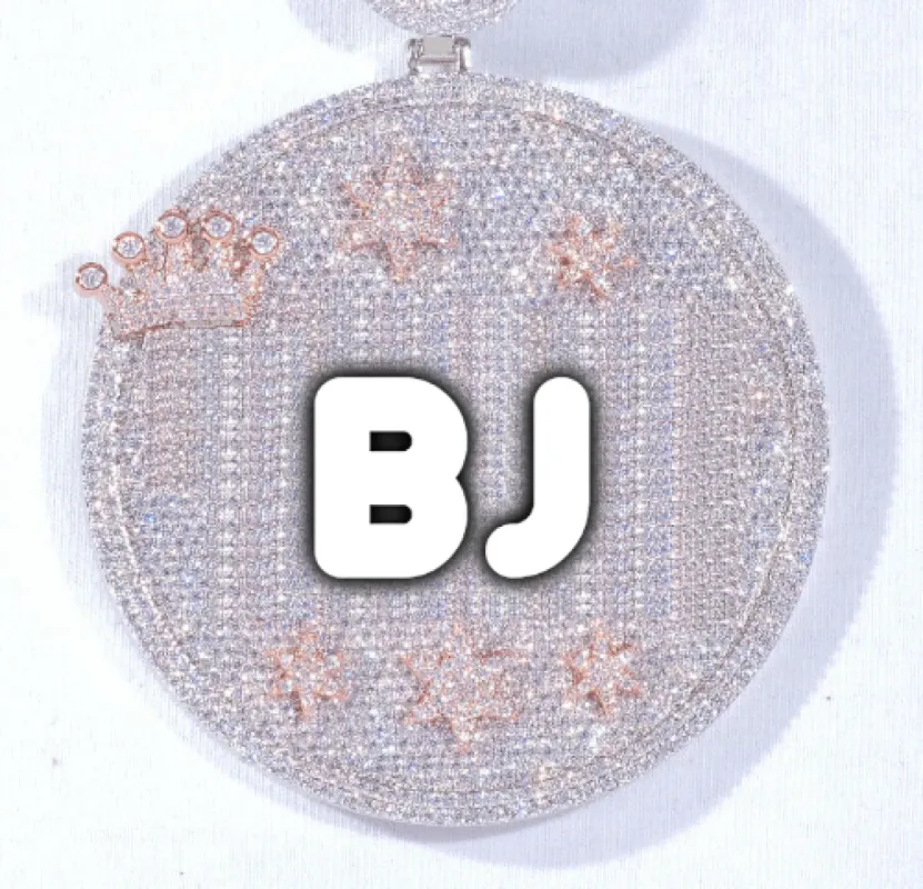CUSTOM LETTER NECKLACE 3D BIG CROWN DISC sold by The GUU Shop
