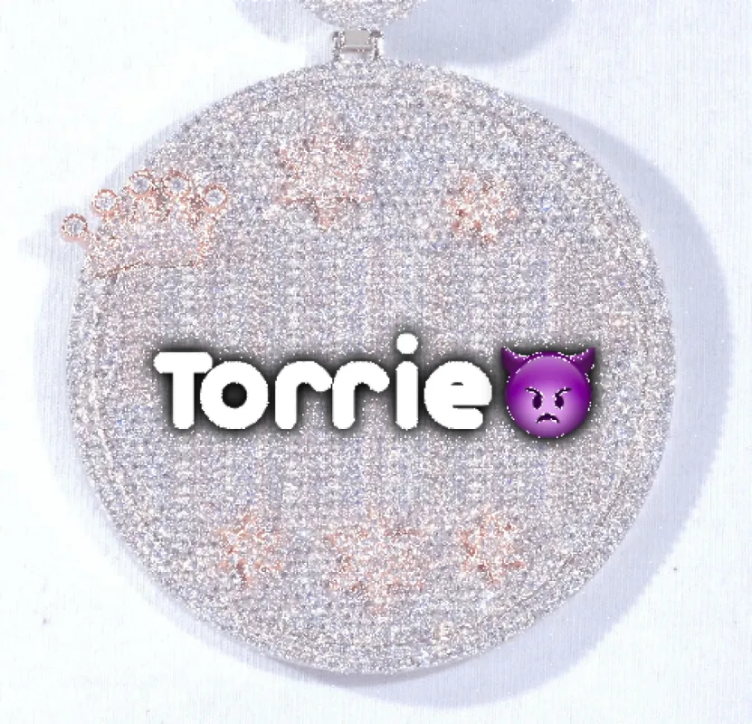 CUSTOM LETTER NECKLACE 3D BIG CROWN DISC sold by The GUU Shop