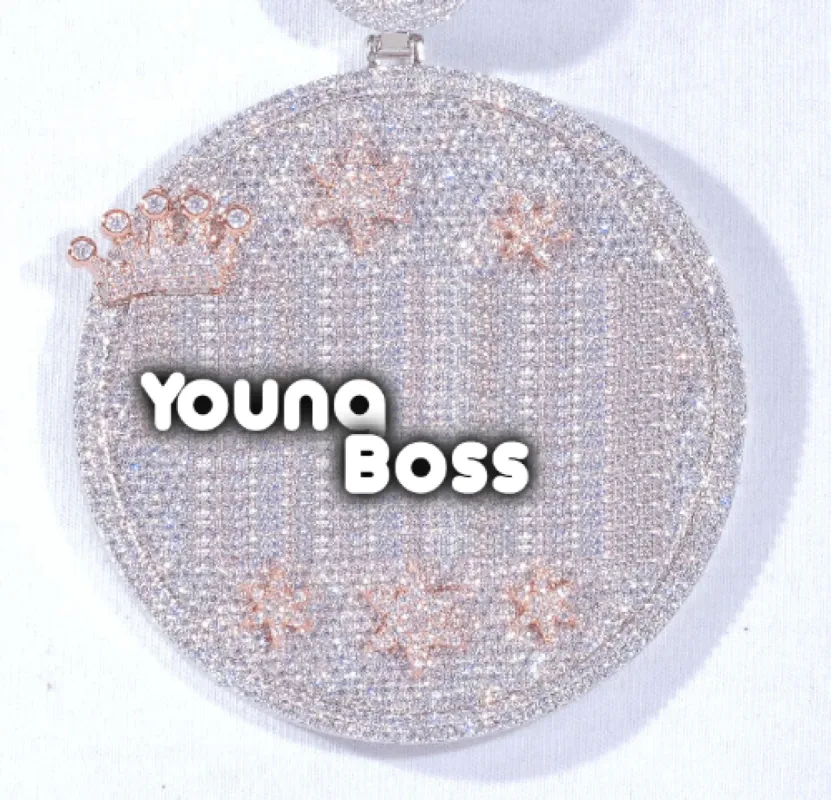 CUSTOM LETTER NECKLACE 3D BIG CROWN DISC sold by The GUU Shop