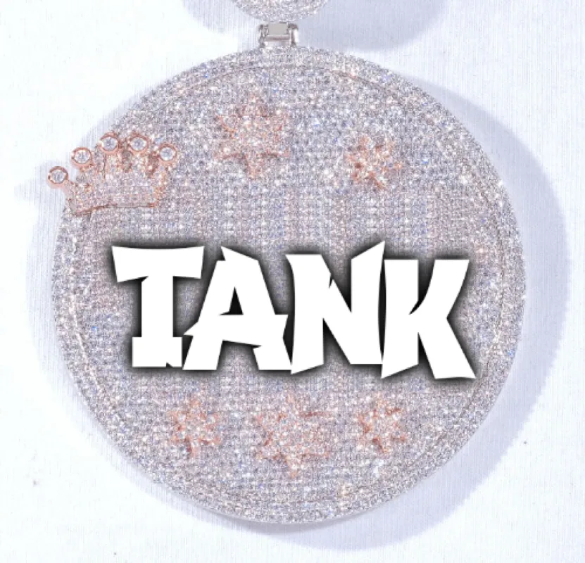 CUSTOM LETTER NECKLACE 3D BIG CROWN DISC sold by The GUU Shop