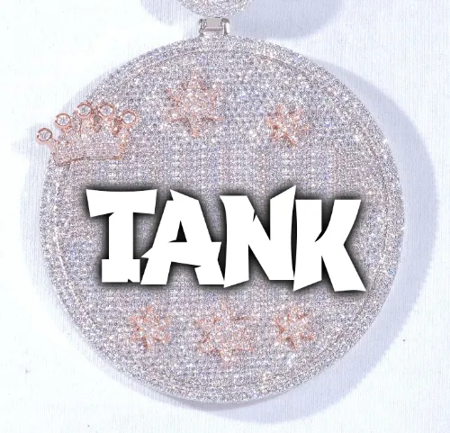 CUSTOM LETTER NECKLACE 3D BIG CROWN DISC sold by The GUU Shop