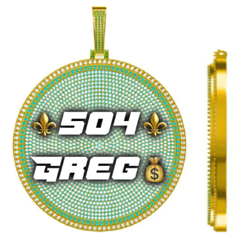 CUSTOM LETTER NECKLACE 3D BIG DISC sold by The GUU Shop