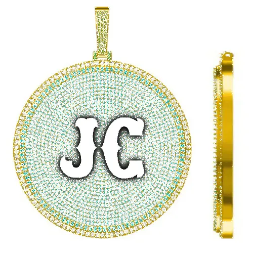 CUSTOM LETTER NECKLACE 3D BIG DISC sold by The GUU Shop