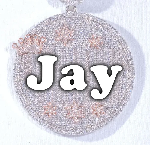 CUSTOM LETTER NECKLACE 3D BIG CROWN DISC sold by The GUU Shop
