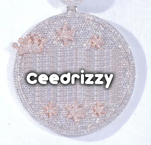 CUSTOM LETTER NECKLACE 3D BIG CROWN DISC sold by The GUU Shop