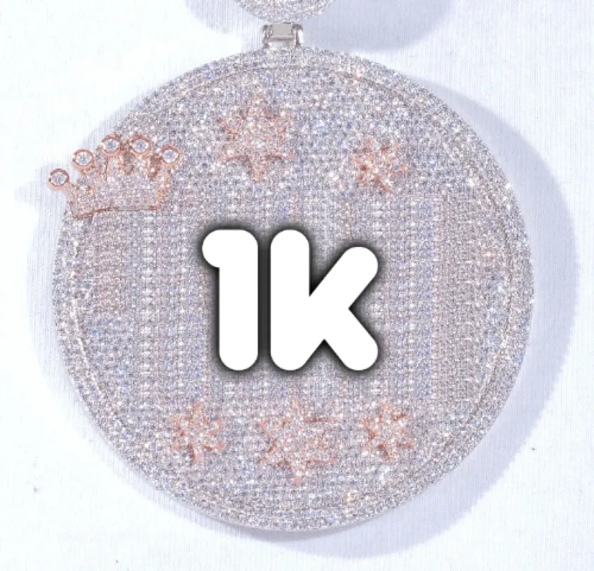 CUSTOM LETTER NECKLACE 3D BIG CROWN DISC sold by The GUU Shop