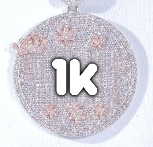 CUSTOM LETTER NECKLACE 3D BIG CROWN DISC sold by The GUU Shop