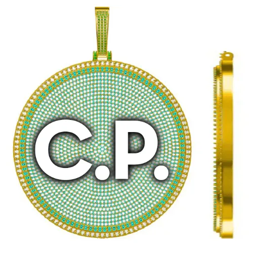 CUSTOM LETTER NECKLACE 3D BIG DISC sold by The GUU Shop