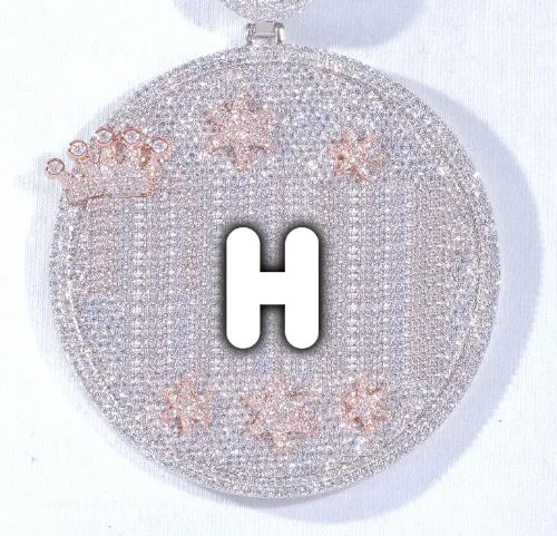 CUSTOM LETTER NECKLACE 3D BIG CROWN DISC sold by The GUU Shop